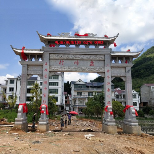 村口牌楼农村石牌楼制作厂家  村口石门楼古村门楼