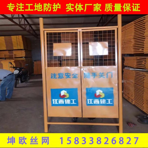 带框施工电梯门 建筑楼层人货梯电梯安全门 电梯井口安全防护网