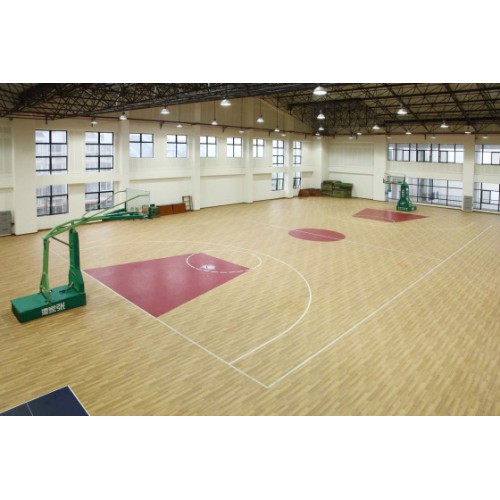 篮球场专用地板 PVC运动地胶 木纹色运动地胶