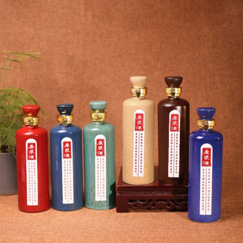 1斤将军瓶多色彩釉陶瓷空酒瓶高温烧制河南厂家工艺摆件