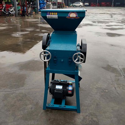 对辊压扁机 玉米小麦压片机 多功能小型挤扁机