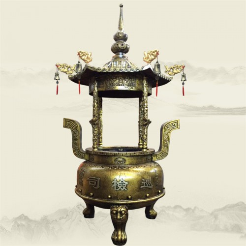 圆形六龙柱香炉