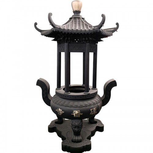 圆形铁香炉 圆形六龙柱香炉