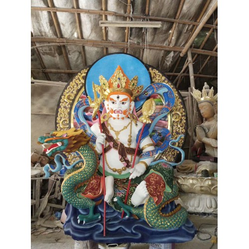 藏教密宗五路财神佛像 古彩五方财神像玻璃钢雕塑