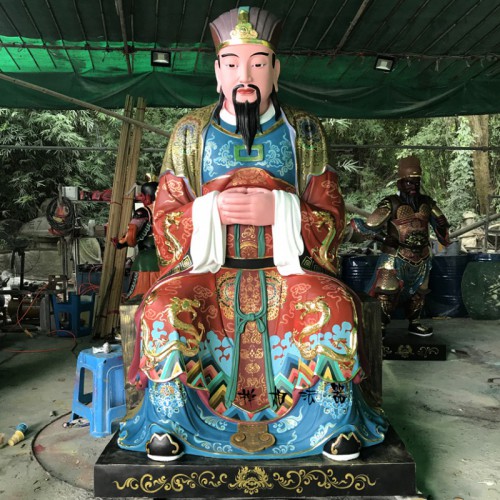 供应城隍爷神像坐像 木雕彩绘文武判官神像