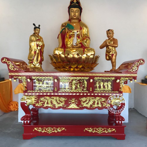 精雕实木供桌 香樟木元宝桌佛台厂家定做