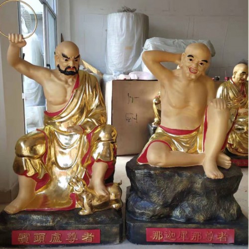 寺院十八罗汉佛像，1.2米贴金十八尊者佛像价格。