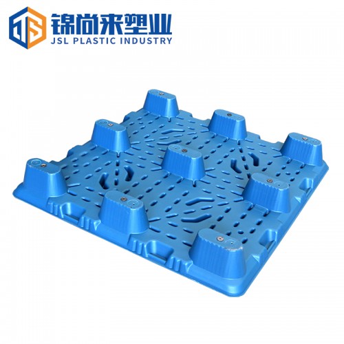 塑料托盘 云南防潮加厚蓝色1111九脚四面进叉塑料托盘 现货