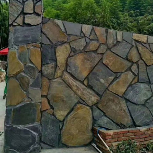 青灰色片石 深灰色碎拼石 黑灰色地铺石青石板碎拼