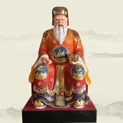 玻璃钢雕塑1.55米彩绘土地公神像