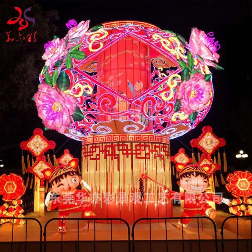 华亦彩彩灯花灯源头厂家定制制作五一劳动节花灯灯组