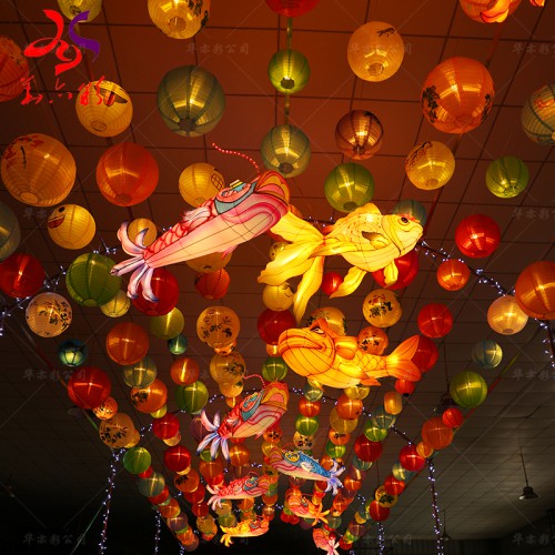 古风灯笼灯廊通道装饰户外景区公园入口氛围打造鱼灯笼花灯