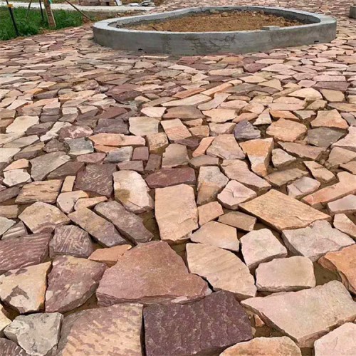 红色碎拼贴墙石 浆砌挡土墙毛石 铺路片石