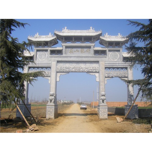 石牌坊 三门石牌坊 大型石雕石牌坊定做