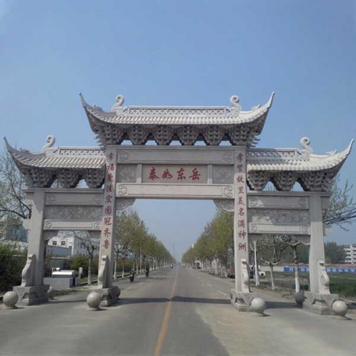 村口石牌坊 三门五楼石牌坊 仿古石牌坊 支持定制