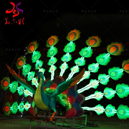 东莞彩灯制作厂家现货led发光铁艺造型孔雀灯饰公园景区亮化