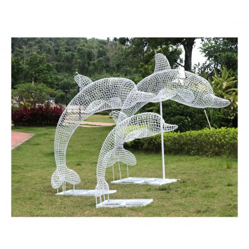 鲸鱼雕塑不锈钢仿真动物雕塑金属抽象动物雕塑 支持定制
