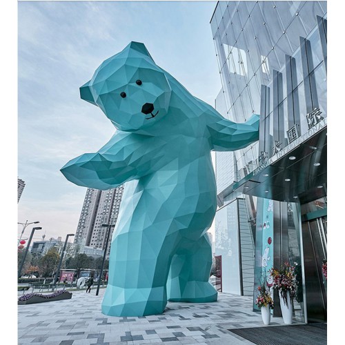 玻璃钢雕塑定制商业街大型卡通动物不锈钢雕塑售楼部大熊商场美陈