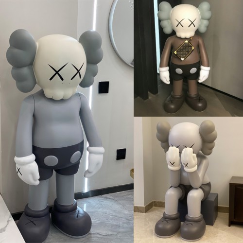 卡通网红kaws公仔门店大摆件暴力熊玻璃钢雕塑客厅落地装饰