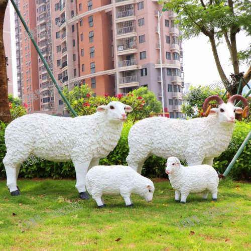 田园风仿真山羊摆件户外园林景观花园装饰庭院玻璃钢动物雕塑造景
