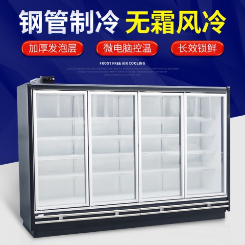 玻璃门风幕柜 超市带门风幕柜啤酒饮料保鲜柜立式冷藏展示柜