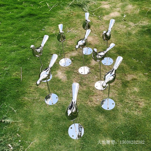 户外不锈钢鱼鸟雕塑定制摆件园林景观校园售楼处草坪广场装饰