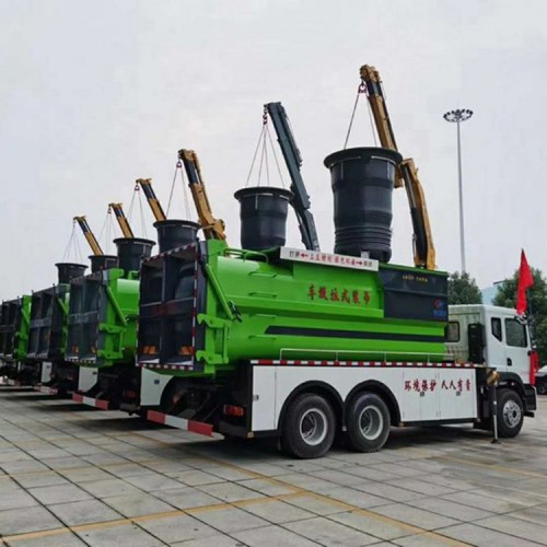 带吊机的垃圾车 自备吊式垃圾车 随车吊型垃圾运输车
