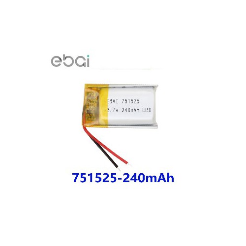 EBAI锂电池751525 3.7v 240mAh蓝牙耳机 情趣用品 小灯具锂电池