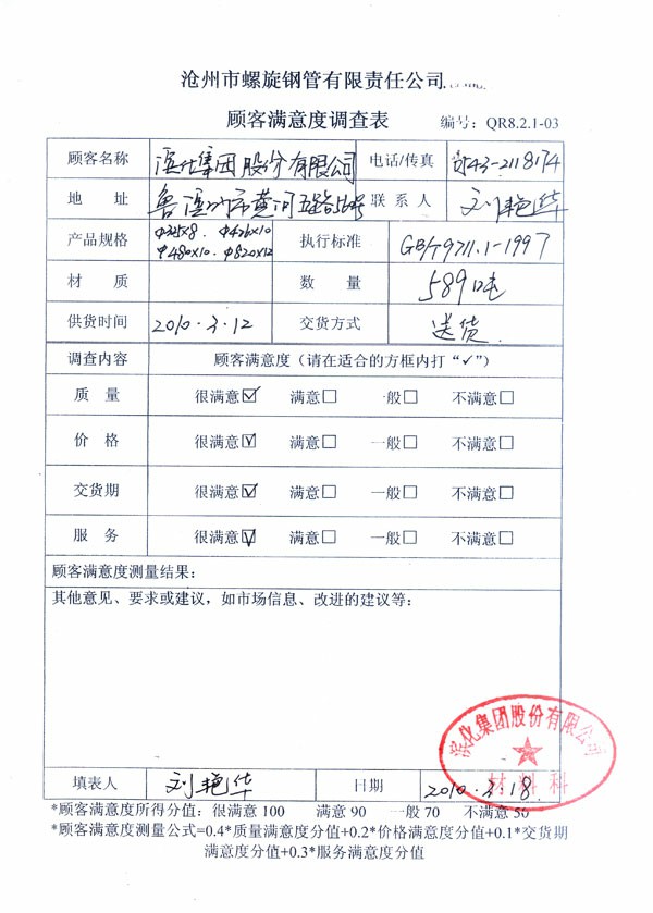 用户满意度反馈调查3~1