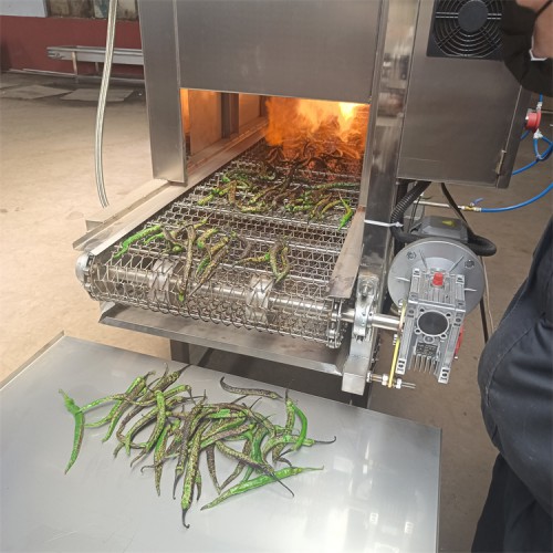 新鲜辣椒烧皮机器  全自动烧椒机  连续式辣椒烧皮机器