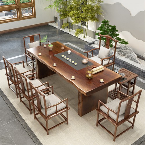 实木大板 茶桌 新中式 高档老板办公桌 茶台简约家具