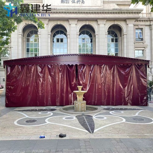 户外观景雨棚固定遮阳蓬移动式电动雨篷使用效果