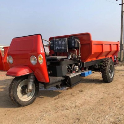 建筑工地柴油三轮车 带液压自卸翻斗车 带蓬的工程三轮车