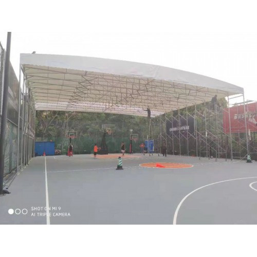 网球场篮球场推拉雨棚 伸缩雨棚厂家定制 运动场篮球场雨棚