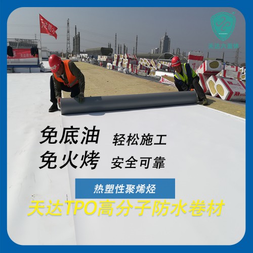 热塑性聚烯烃TPO1.5mm外露加强筋P型TPO防水卷材