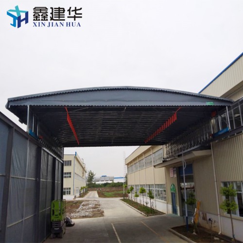 单边架钢立柱电动雨棚 伸缩推拉棚 建设工程单位