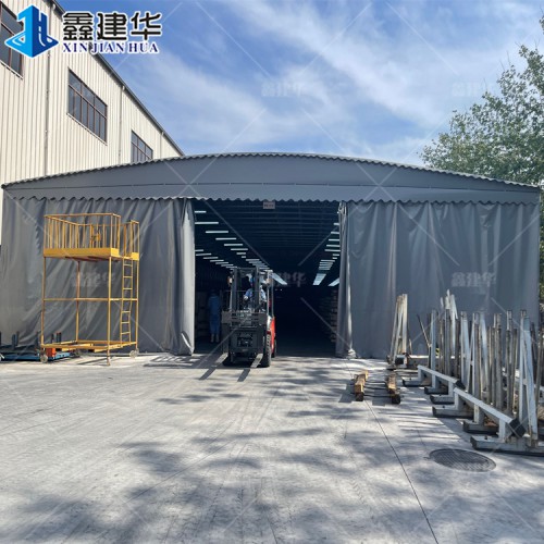 重庆电动推拉棚 户外仓库雨棚 膜结构停车棚