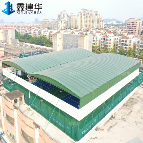 楼顶网球场电动雨棚 户外架空自动伸缩蓬 物流仓库雨篷存放物料