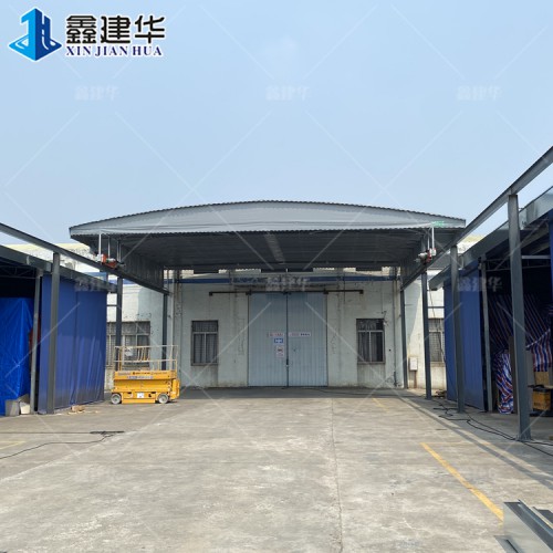 户外钢立柱电动推拉棚 伸缩雨棚 大型球场遮阳蓬顶项目