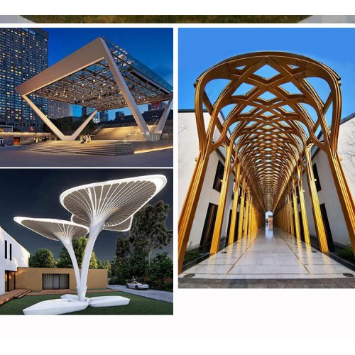 大型不锈钢构廊雕塑结架定制铁艺异形户外小区长廊创意树形雕塑