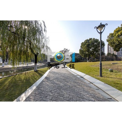 压花地坪材料厂家	车道彩色压模混凝土-现浇彩色压印混凝土