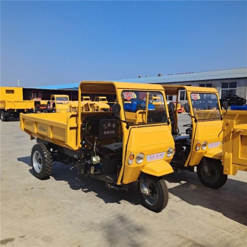 小型柴油三轮车 18马力工程三马车 后翻斗自卸拉料车