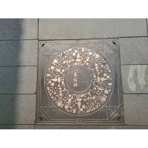 创意园方形铜结合井盖井盖定制雨篦子铸铜井盖生产厂家