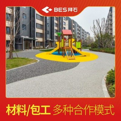 彩色胶粘石透水地坪 胶粘石透水路面施工