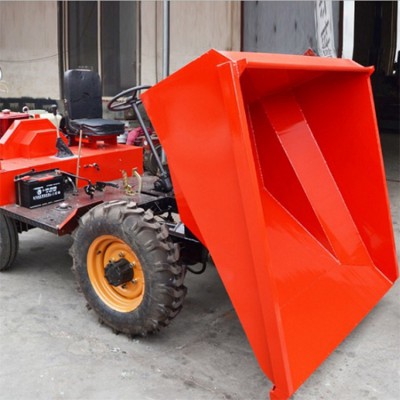 多规格小型柴油电启动四轮蹦蹦车 液压工地施工用前卸式翻斗车