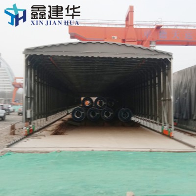 物流园落地式电动雨棚移动推拉棚临时仓库雨棚定制