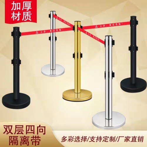 5米线栏杆座伸缩带围栏 酒店不锈钢警戒 隔离线 排队护栏柱