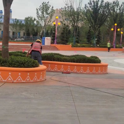 园建花坛 水泥花坛 凉亭