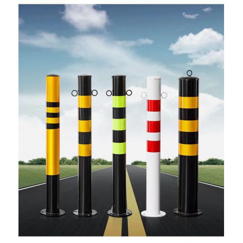 加厚防撞停车桩 固定隔离柱 挡车警示柱 顶部带环黄黑支持定制