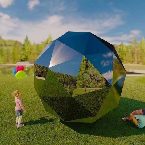 不锈钢几何面球形雕塑